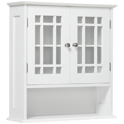 kleankin Modern Wall Mount Bathroom Cabinet, Storage Organizer with 2 Door Cabinet and Open Shelf, White