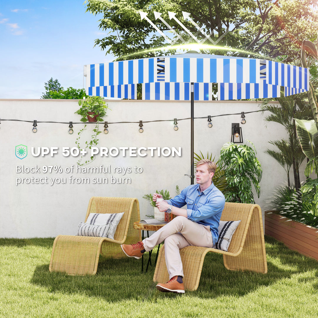 Outsunny 8.7FT Tilting Patio Umbrella with 8 Ribs, Crank Handle, Air Vent for Outdoor, Garden and Pool, Navy Blue