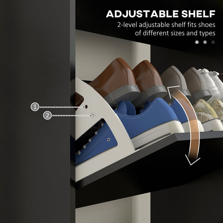 HOMCOM Slim Shoe Storage Cabinet with 3 Flip Drawers and Adjustable Shelves, Shoe Cabinet for 18-24 Pairs, White