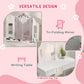 Qaba Kids Vanity Set, Dual-Use Dressing Table with Removable Tri-Folding Mirror and Drawer, for Ages 3-8, Pink