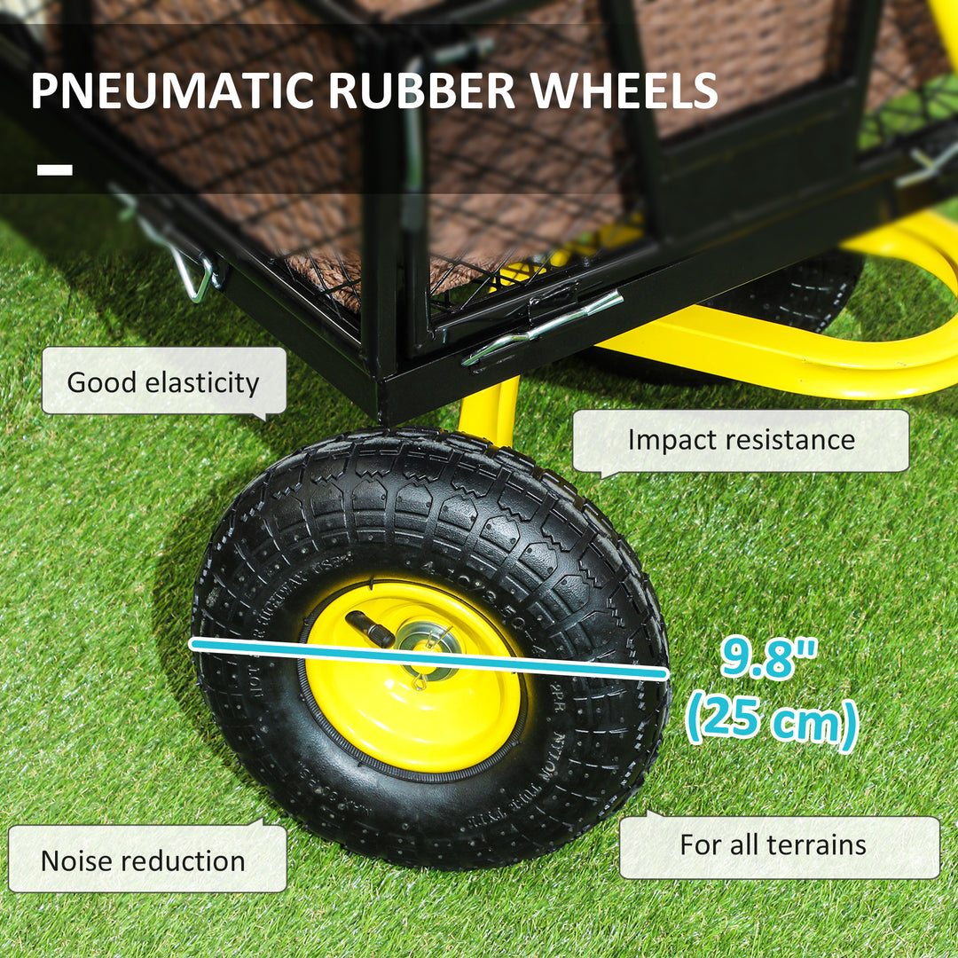 Outsunny 342L Utility Wagon Cart with Removable Mesh Sides to Convert into Flatbed for Beach Lawn Yard