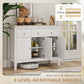 HOMCOM Sideboard Buffet Cabinet, 40" Kitchen Coffee Bar Cabinet with 3 Drawers and 2 Adjustable Shelves, White