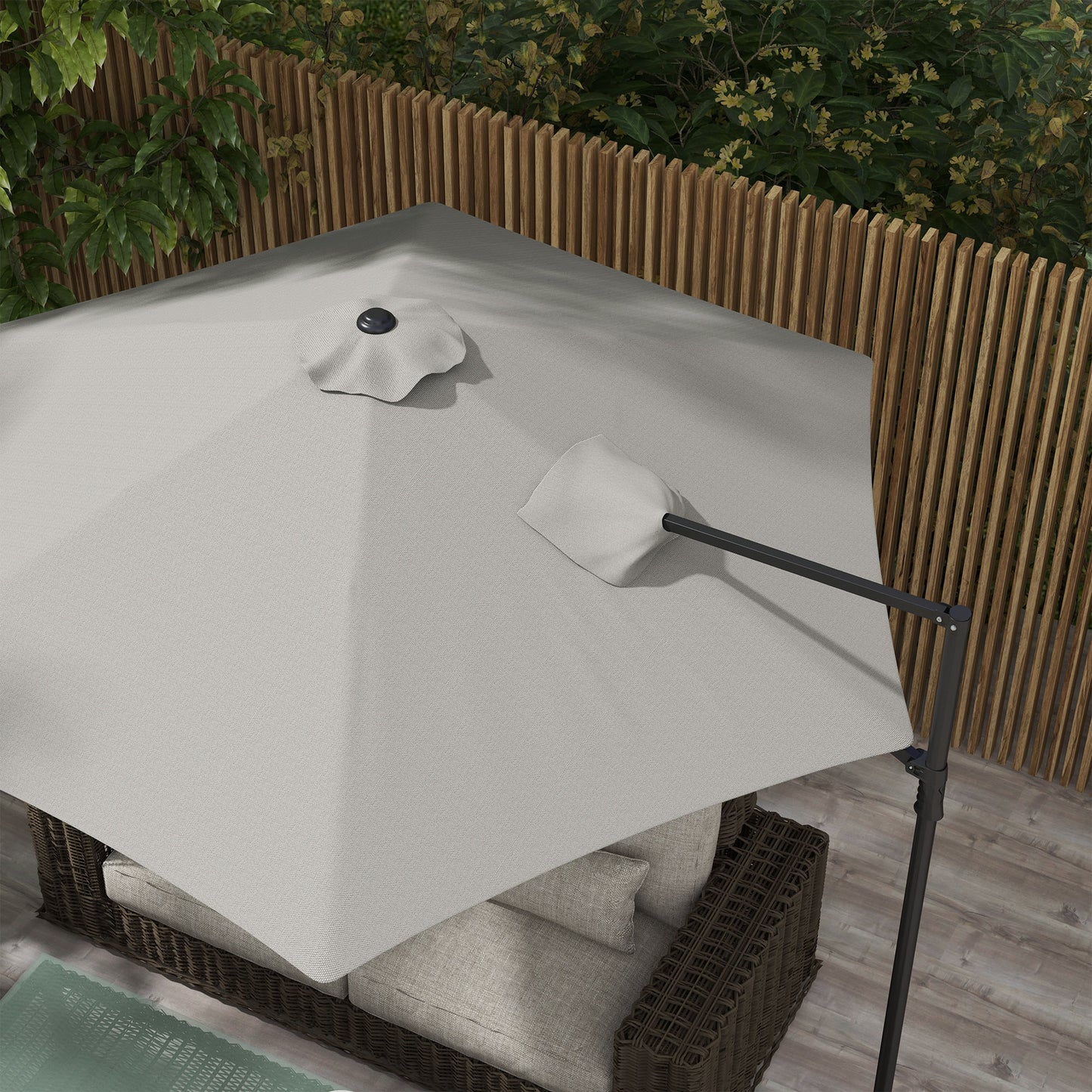 Outsunny 8.5FT Outdoor Cantilever Roma Parasol with 360Â° Rotation and Cross Base, Offset Patio Umbrella for Garden, Dark Grey