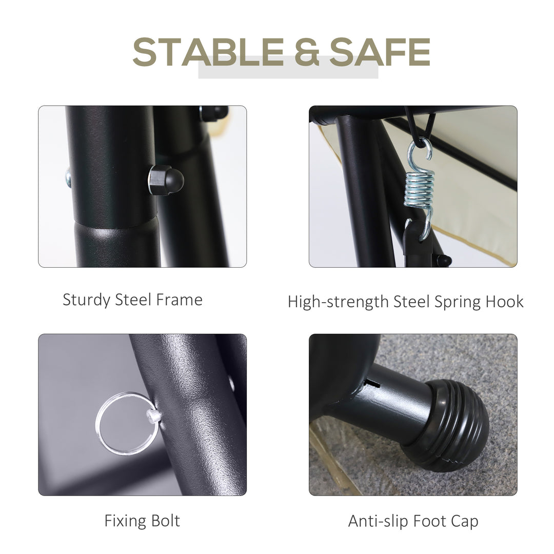 Outsunny 3 Seater Patio Swing Chair Convertible Cushioned Bed Outdoor Porch with Canopy and Pillow