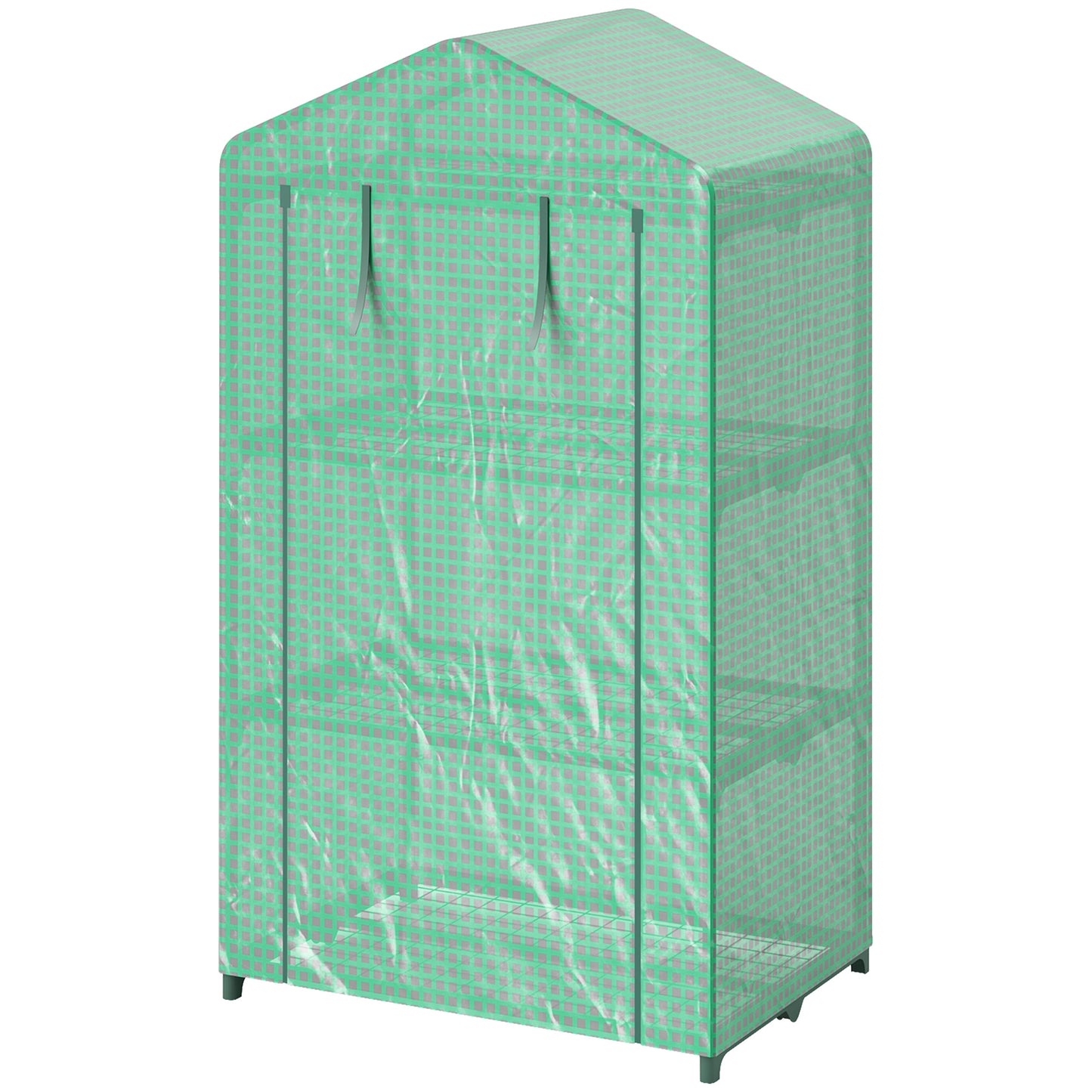 Outsunny 56" x 56" Walk-in Greenhouse Outdoor, Portable Gardening Plant Hot House with 2-Tier Shelf, Green
