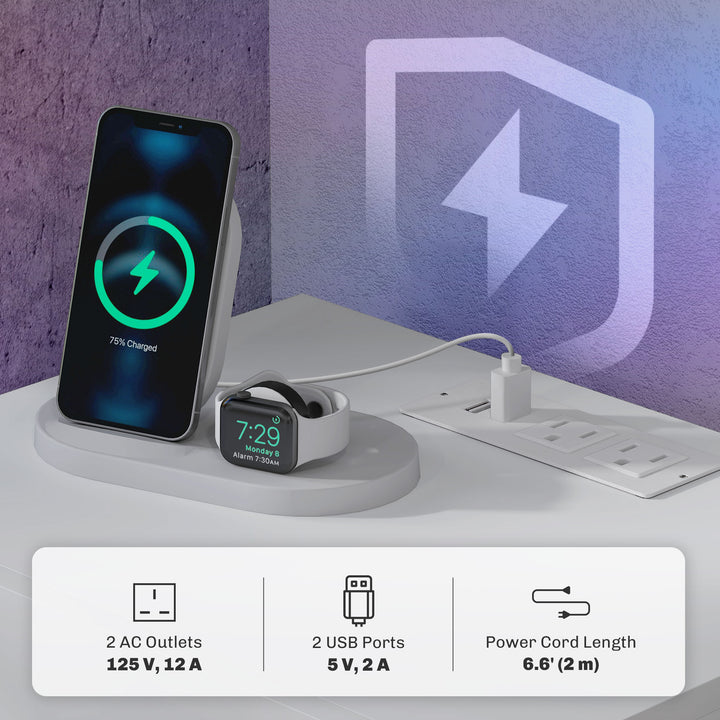 HOMCOM Bedside Table with Charging Station and LED Light Modern Nightstand with USB Ports AC Outlets Drawers Remote, Black