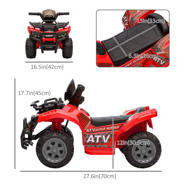 Aosom 6V Kids ATV Quad, 4 Wheeler Battery Powered Electric Ride on Car with Music, Forward, for Boys and Girls Ages 18-36 Months, Red