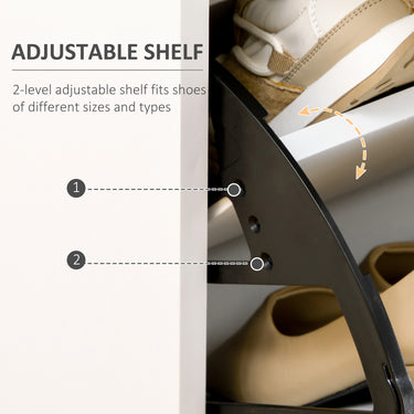 HOMCOM Modern Shoe Cabinet Storage 12 Pair Shoe Organizer with 2 Flip Doors Drawer and Adjustable Shelf White