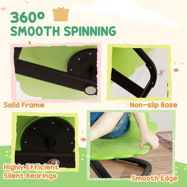 Qaba Flower-Shaped Kids Swivel Chair, Non-Slip Sit and Spin Sensory Chair for Training Body Coordination, Green