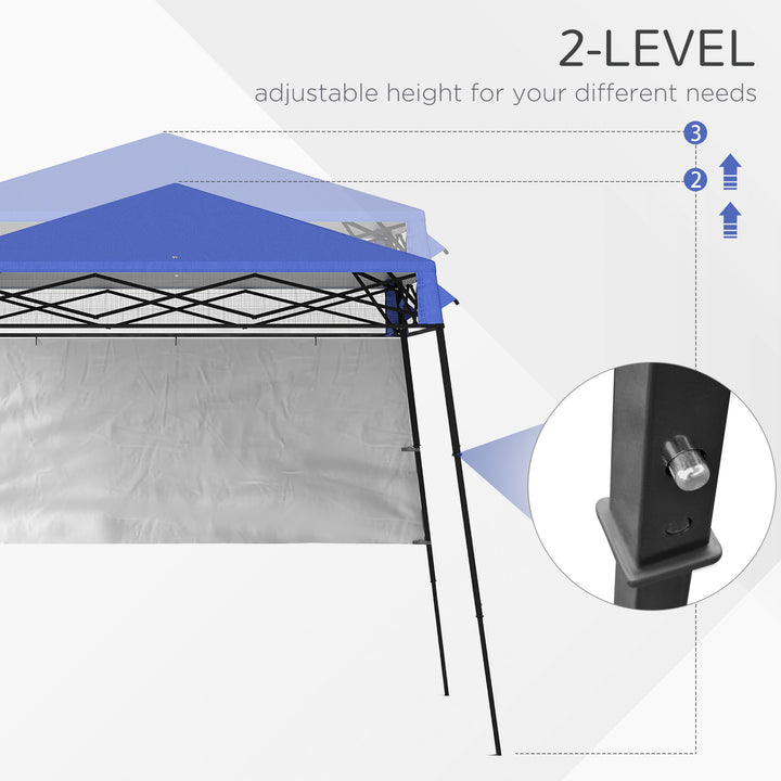 Outsunny 7' x 7' Garden Foldable Pop Up Gazebo Tent with Backpack & Adjustable Legs Outdoor Party Canopy, Blue & Black