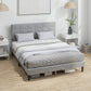 HOMCOM Queen Size Bed Frame with Upholstered Headboard, Modern Platform Bed Frame with Wood Slats, 1100 lbs Capacity, Cream