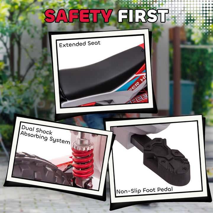 Aosom Kids Dirt Bike Battery-Powered Ride-On Electric Motorcycle with Charging 12V Battery, Training Wheels Green