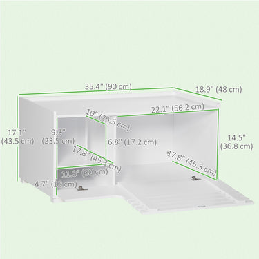 PawHut Hidden Cat Litter Box Furniture, Cat Litter Box Enclosure with Storage Compartments and Side Table Function, White