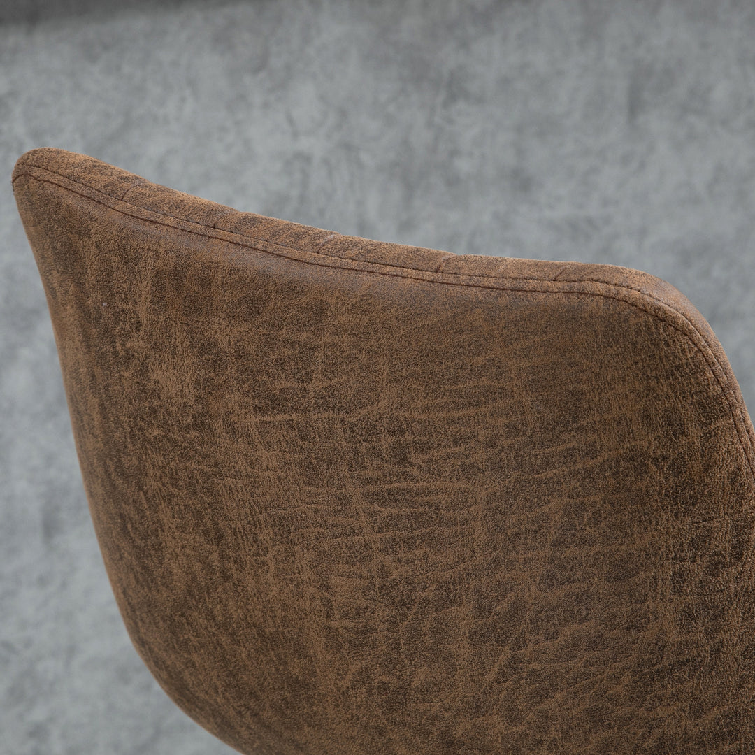 HOMCOM Adjustable Bar Stools Set of 2, Leathaire Swivel Barstools with Back and Footrest, Upholstered Bar Chairs for Kitchen, Dining Room, Home Pub, Brown