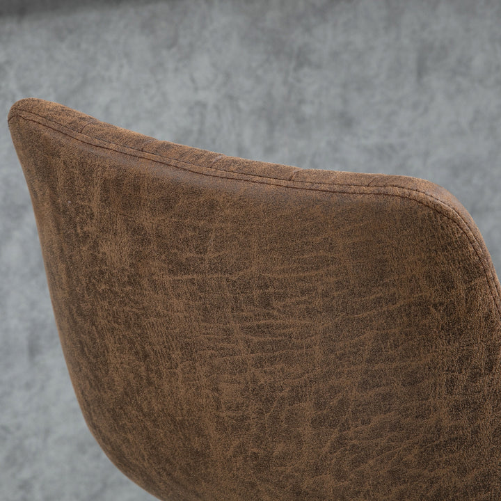 HOMCOM Adjustable Bar Stools Set of 2, Leathaire Swivel Barstools with Back and Footrest, Upholstered Bar Chairs for Kitchen, Dining Room, Home Pub, Brown