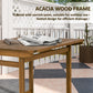 Outsunny 5 Pieces Wood Patio Dining Set, Wheeled Patio Table and Folding Chairs with Cushions for Garden Backyard Poolside, Teak