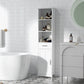 kleankin Modern Bathroom Cabinet, Narrow Bathroom Vanities with 3 Open Shelves, Drawer and Adjustable Shelf, White