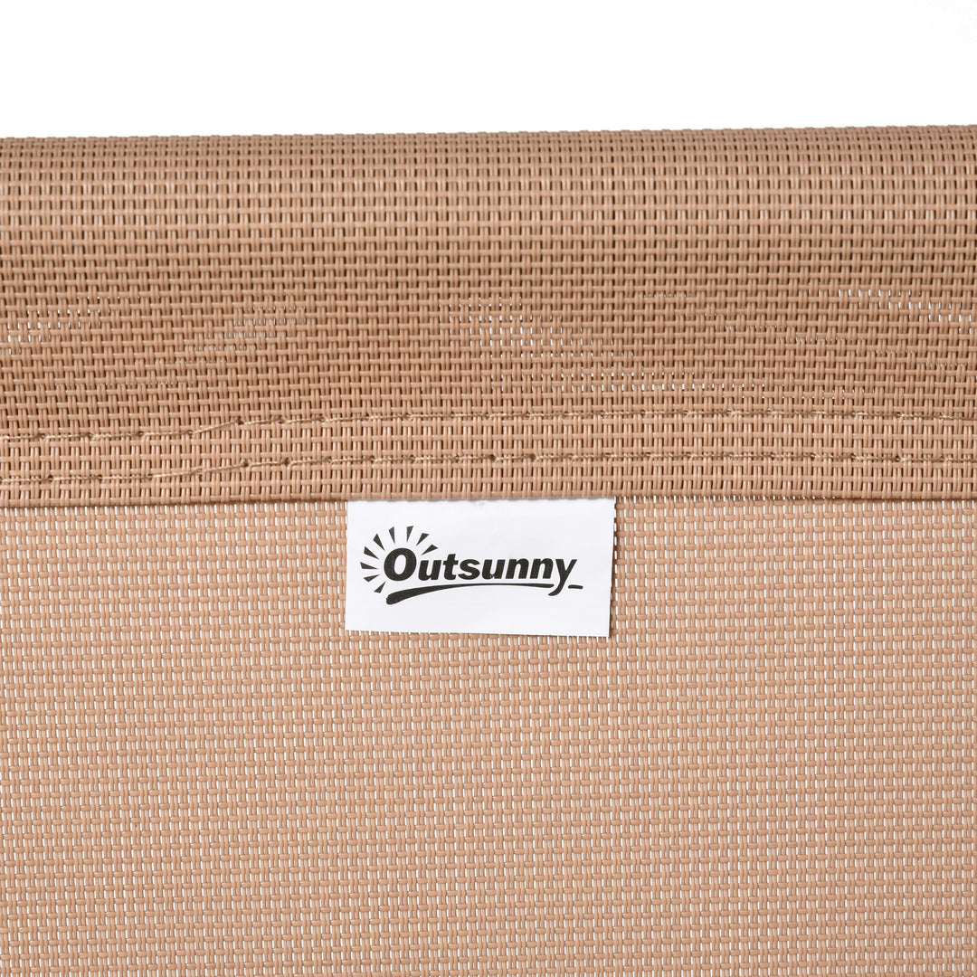 Outsunny Outdoor Folding Chair, Bungee Sling Foldable Patio Dining Chair with Armrests, Folding Lawn Chair for Camping, Garden, Pool, Beach, Backyard, Beige