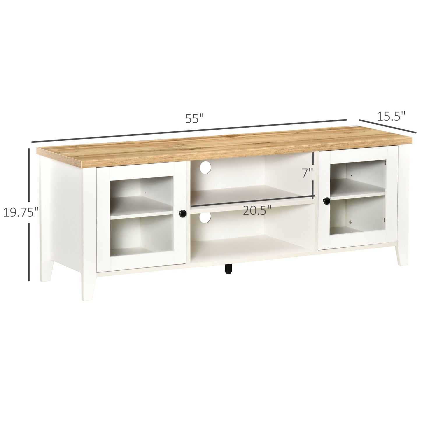 HOMCOM Fireplace TV Stand for TVs up to 60 inches, Wood TV Cabinet w/ Storage Doors or Living Room, Office, Coffee