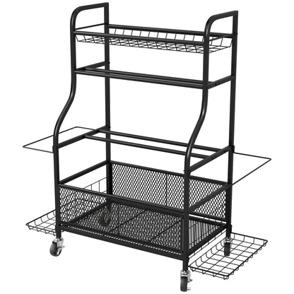 Soozier Garage Sports Equipment Organizer, Rolling Home Gym Storage Rack with Wheels, Dumbbell Rack and Ball Storage Holder