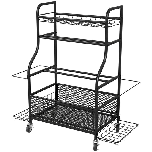 Soozier Garage Sports Equipment Organizer, Rolling Home Gym Storage Rack with Wheels, Dumbbell Rack and Ball Storage Holder