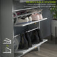 HOMCOM Slim Shoe Storage with 2 Flip Drawers and Adjustable Shelves Shoe Cabinet Organizer for 8 Pair,  White