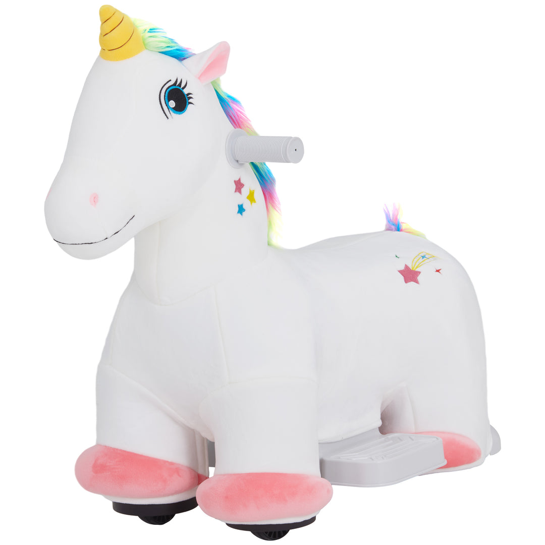 Qaba 6V Ride on Unicorn, Battery Powered Kids Riding Pony with Music Forward, Aged 18-36 Months, White