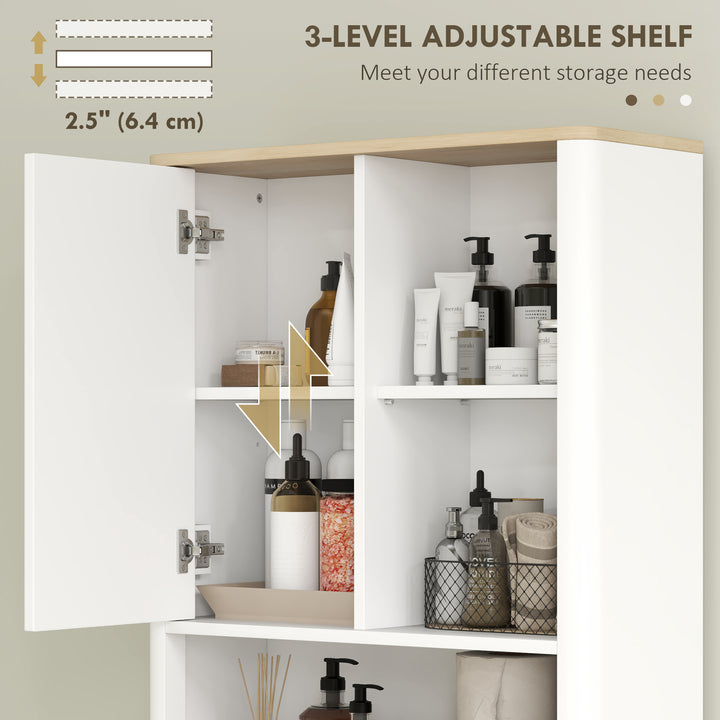 HOMCOM Over The Toilet Storage Cabinet, Bathroom Space Saver Cabinet with Adjustable Shelf, Bathroom Organizer, White