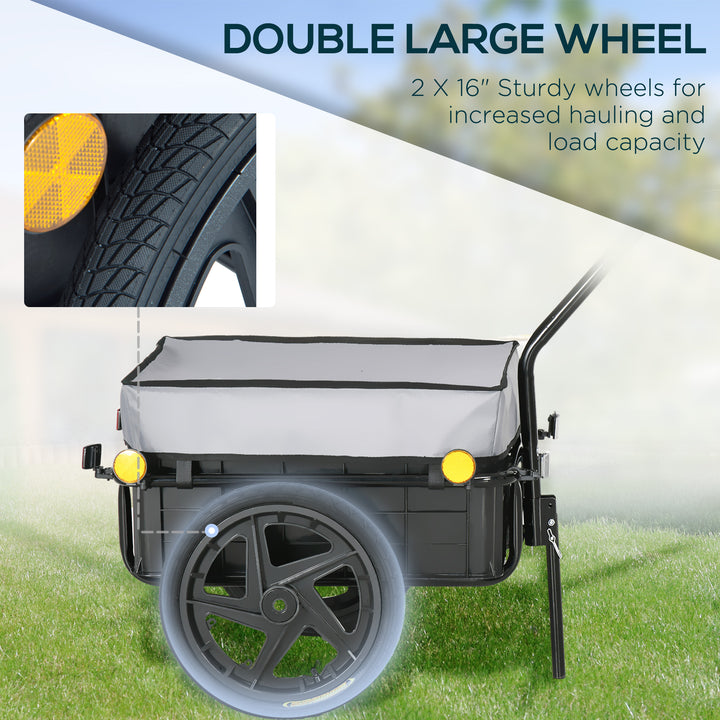 Aosom Multi-Functional Bike Trailer Steel Large Bike Luggage Cart Carrier Black