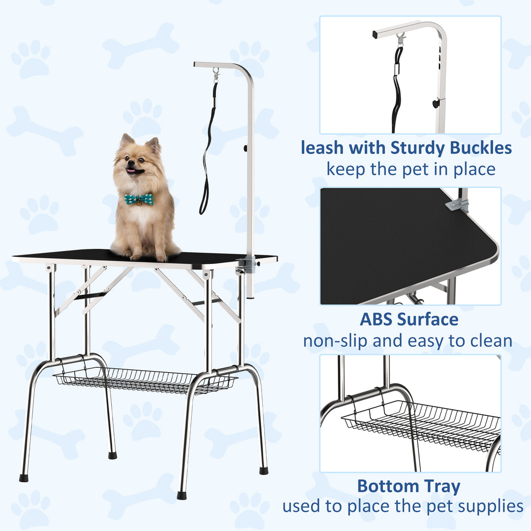 PawHut 36-inch Dog Grooming Table Stainless Steel QUALITY GUARANTEED with Adjustable Arm and Basket
