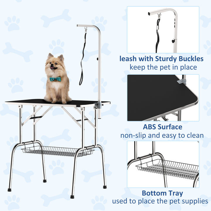 PawHut 36-inch Dog Grooming Table Stainless Steel QUALITY GUARANTEED with Adjustable Arm and Basket