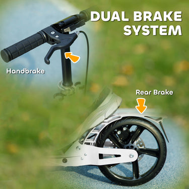 Qaba Foldable Kids Scooter with 4 Adjustable Heights, Double Brakes, and Shock Absorption for Ages 6-12, White