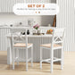 HOMCOM Counter Height Stools Set of 2, Farmhouse Bar Stools with Backs, Solid Wood Counter Stools for Kitchen Island
