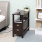 HOMCOM Slim End Table with 2 Drawers and Storage Shelf, Sofa Side Table for Living Room, Narrow Nightstand, White