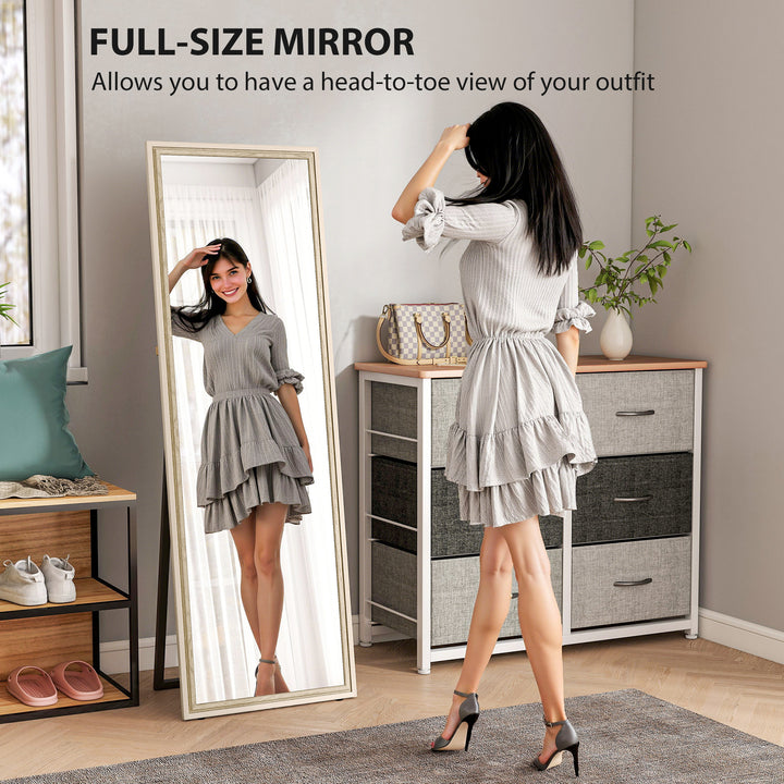 HOMCOM Full Length Mirror, 64" x 21" Rectangle Full Body Mirror with Dual-Tone Frame for Bedroom, Black