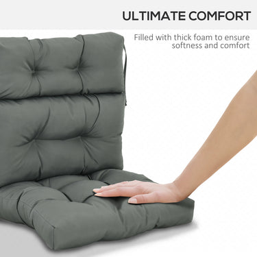 Outsunny Outdoor Patio Chair Seat/Back Chair Cushion Replacement, Tufted Pillow with Thick Filling and String Ties, Dark Grey