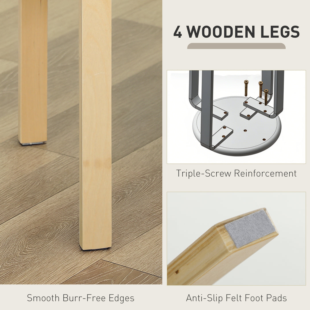 HOMCOM Stackable Wood Stools Set of 4, Stacking Kitchen Stools with Padded Seat for Dining Room, Living Room, Cream White