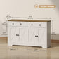 HOMCOM Kitchen Sideboard Cabinet with 2 Drawers, 4 Barn Doors and 2 Adjustable Shelves, Buffet Table for Living Room, White