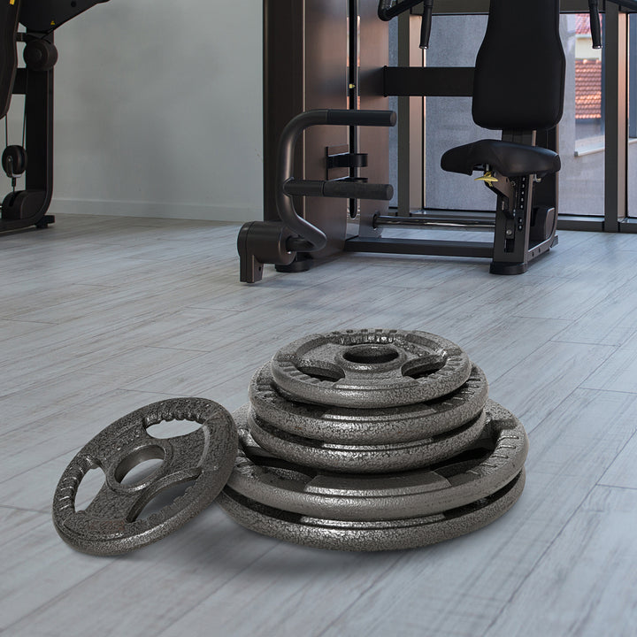 Soozier 6 PCS Weight Plates Grip Plate Sets for Strength and Weightlifting Training, Barbell Weight Set for Home, 77 Lbs Total