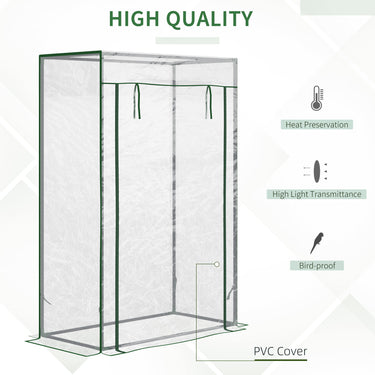 Outsunny 40"L x 20"W x 59"H Walk-in Garden Greenhouse with Steel Frame Outdoor Hot House Tomato Plant Warm House w/ Roll up Door, Plastic Cover, Clear