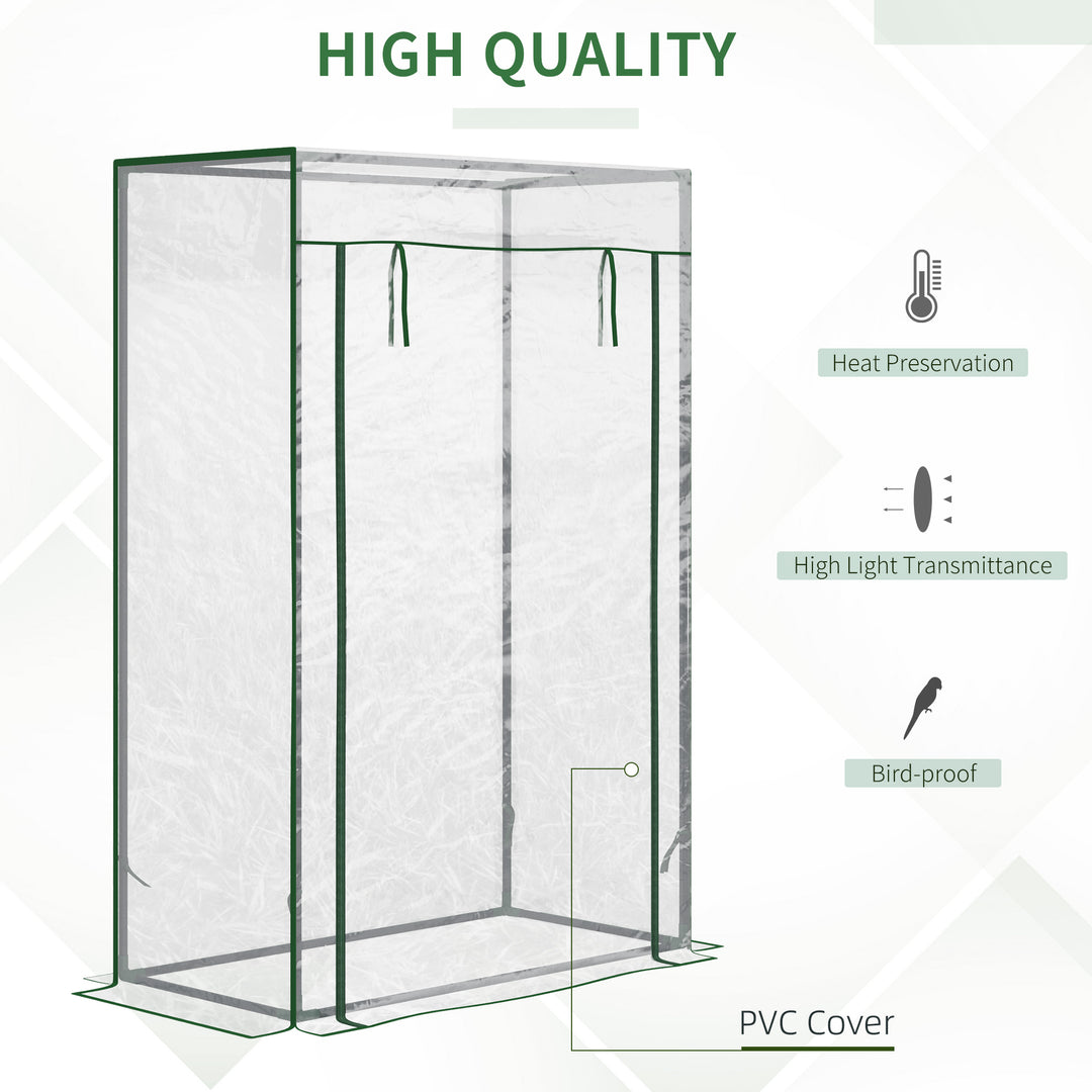 Outsunny 40"L x 20"W x 59"H Walk-in Garden Greenhouse with Steel Frame Outdoor Hot House Tomato Plant Warm House w/ Roll up Door, Plastic Cover, Clear