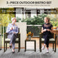 Outsunny 3 Pieces Wicker Patio Furniture Set, Rattan Bistro Set w/ Acacia Wood Table & Removable Cushions, Dark Blue