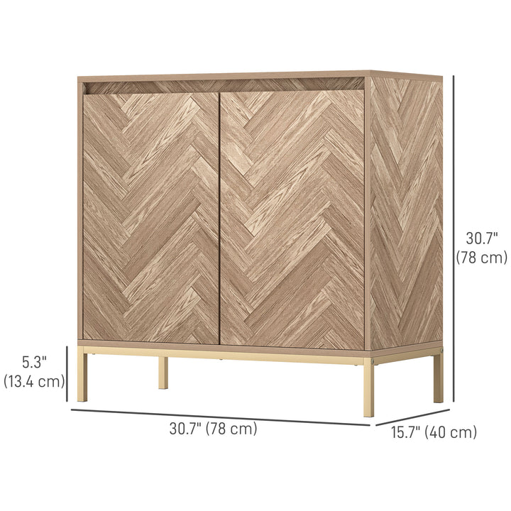 HOMCOM Accent Cabinet, Storage Cabinet with Doors, Adjustable Shelf and Steel Legs, Sideboard for Living Room, Oak
