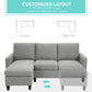 HOMCOM L-Shape Sofa, Modern Sectional Couch with Ottoman, Corner Sofa for Living Room, Light Grey