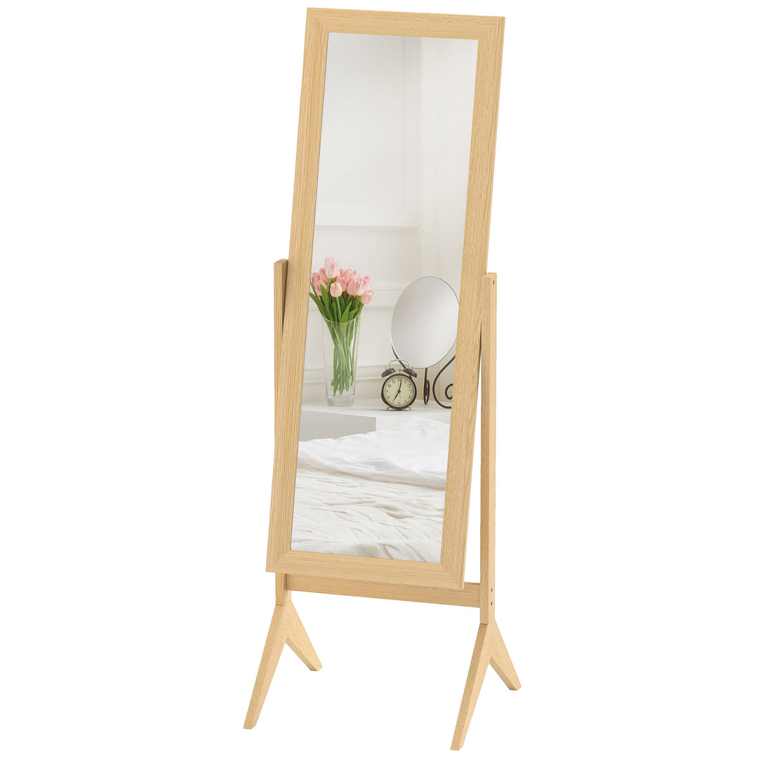 HOMCOM Adjustable Angle Dressing Full Length Mirror, Oak