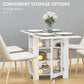 HOMCOM Folding Dining Table with Storage, Drop Leaf Kitchen Table for Small Spaces, White
