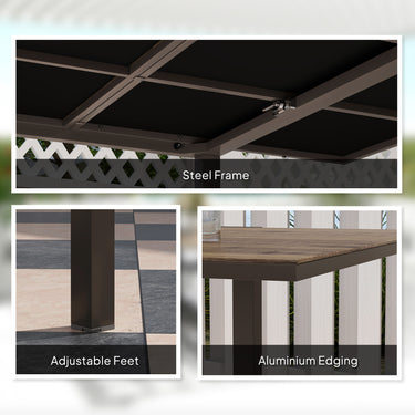 Outsunny 63"-94.5" Extendable Patio Dining Table for 6-8 Person, Outdoor Dining Table with Aluminium Edging, Steel Frame, Brown