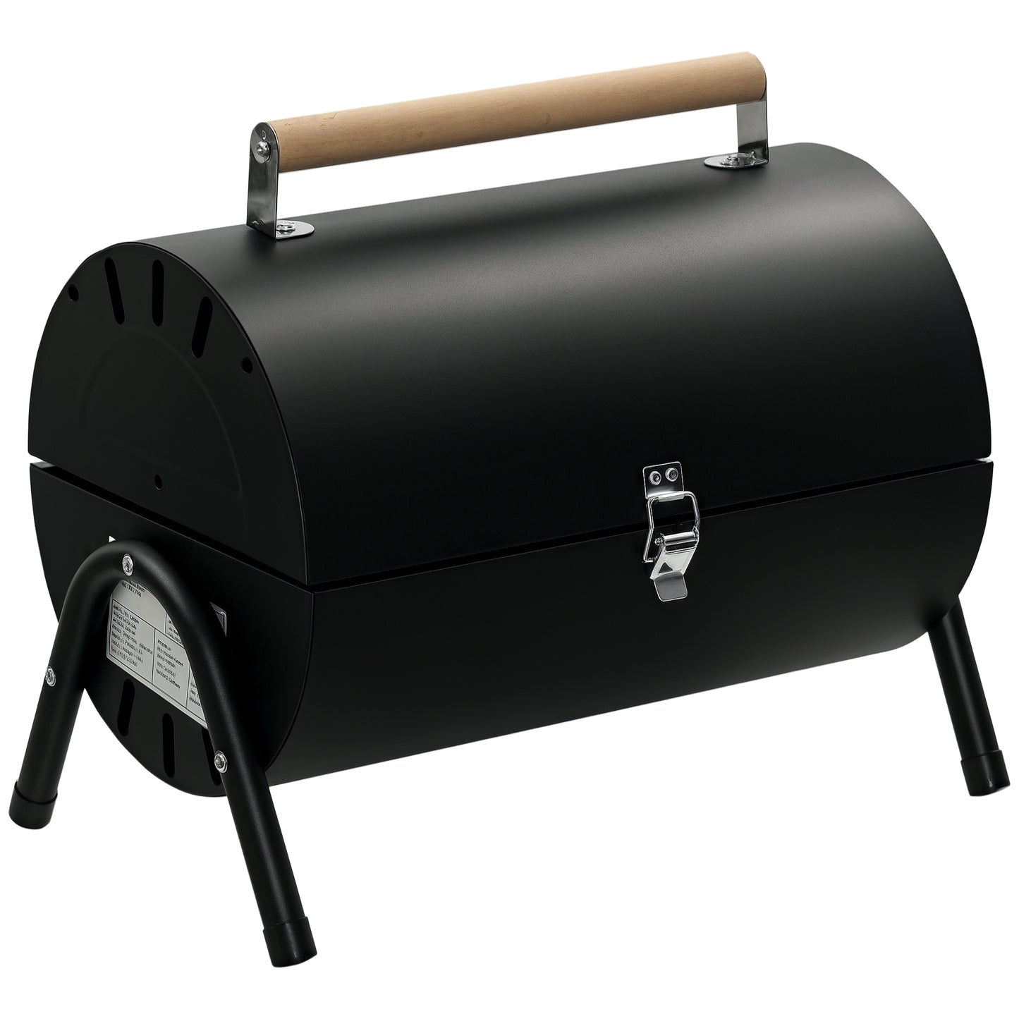 Outsunny 23" Portable Tabletop Steel Charcoal Grill Foldable Outdoor BBQ Camping Picnic Cooker Barbecue Smoker with Air Vent Black