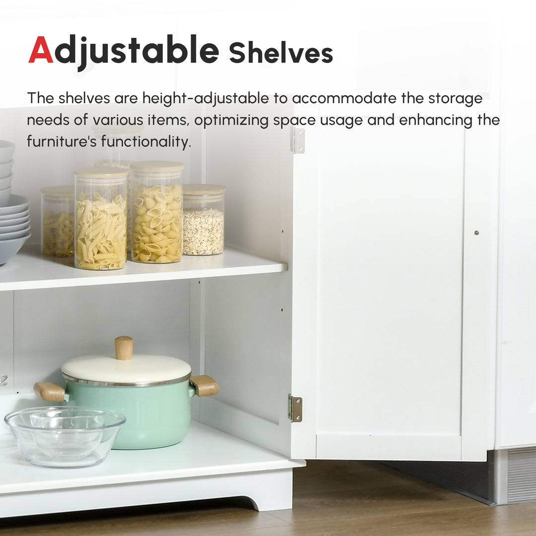 HOMCOM Sideboard Buffet Cabinet with Storage, 27" Kitchen Cabinet with Adjustable Shelf, 2 Drawers and 2 Doors, Coffee Bar Cabinet with Rubberwood Tabletop, White