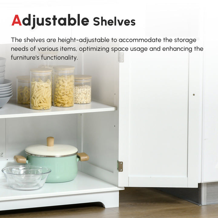 HOMCOM Sideboard Buffet Cabinet with Storage, 27" Kitchen Cabinet with Adjustable Shelf, 2 Drawers and 2 Doors, Coffee Bar Cabinet with Rubberwood Tabletop, White